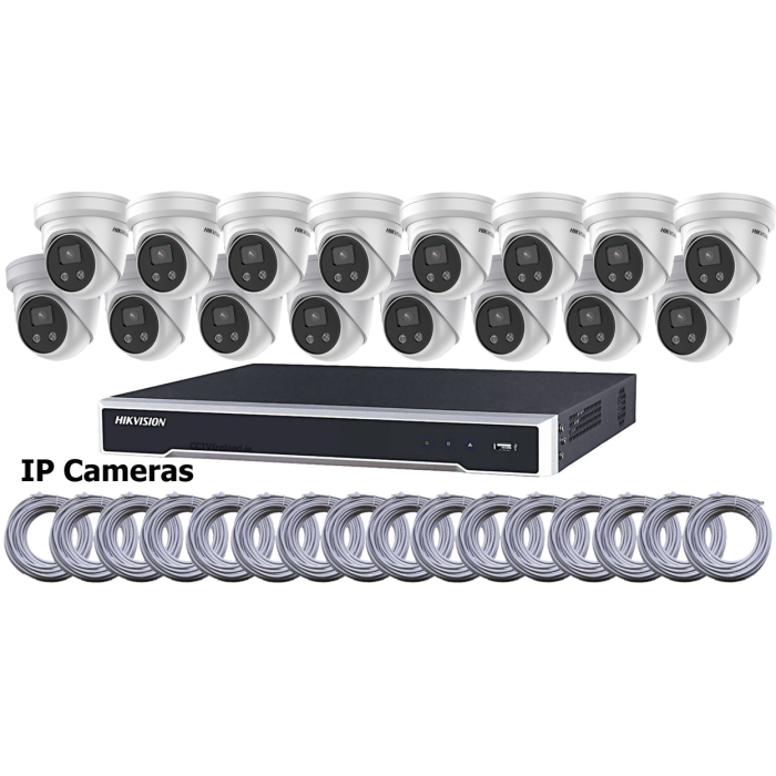 Sixteen Camera CCTV Kit with 4MP IP DarkFighter Cameras from HIKVision 8TB