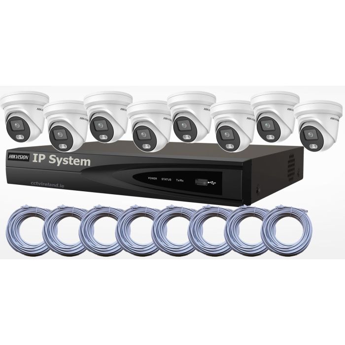 HIKVision Eight Camera CCTV Kit with 4MP Hybrid Ai ColorVu Cameras 4TB