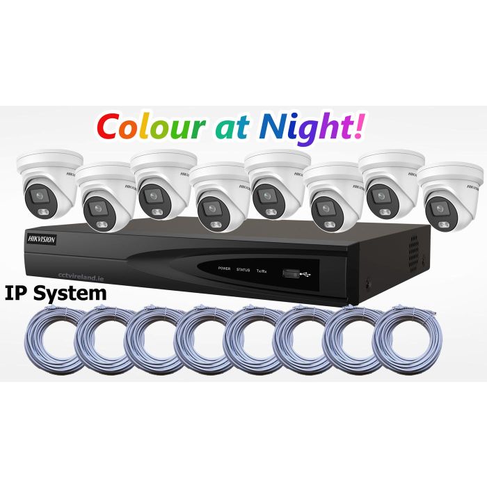 HIKVision Eight Camera CCTV Kit with 4MP Hybrid Ai ColorVu Cameras 4TB