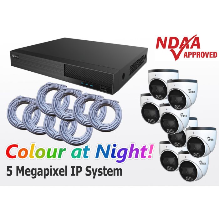 8 Camera Colour-at-Night 6MP IP Network CCTV Kit from QVIS