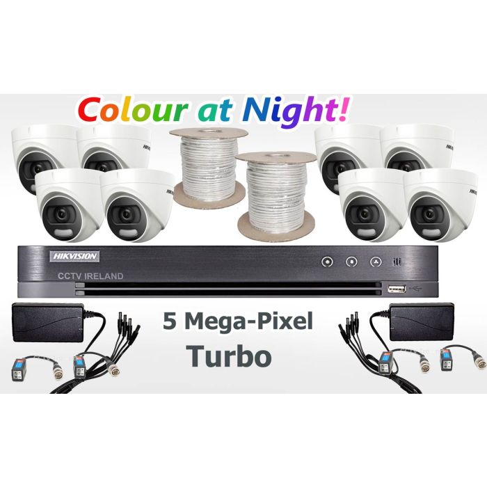 HIKVision Eight Camera Turbo CCTV Kit with 5MP ColorVu Cameras 2TB