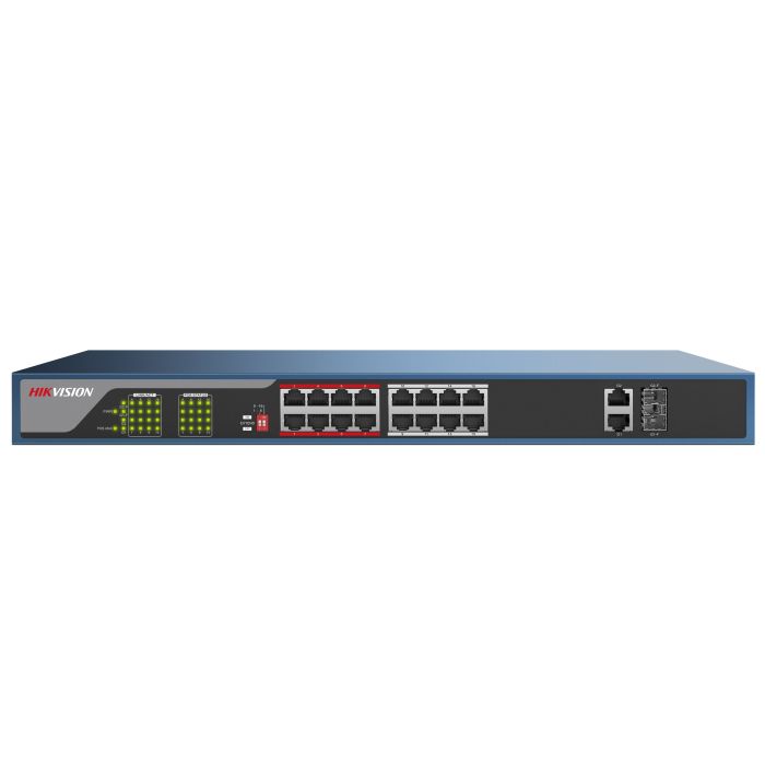 DS-3E0318P-E 16 Way HIKVision PoE Switch with 2 Gigabit Uplink