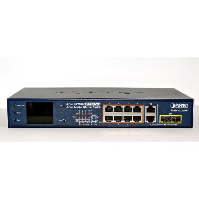 FGSD-1022VHP 8-Port PoE Switch with LCD Screen