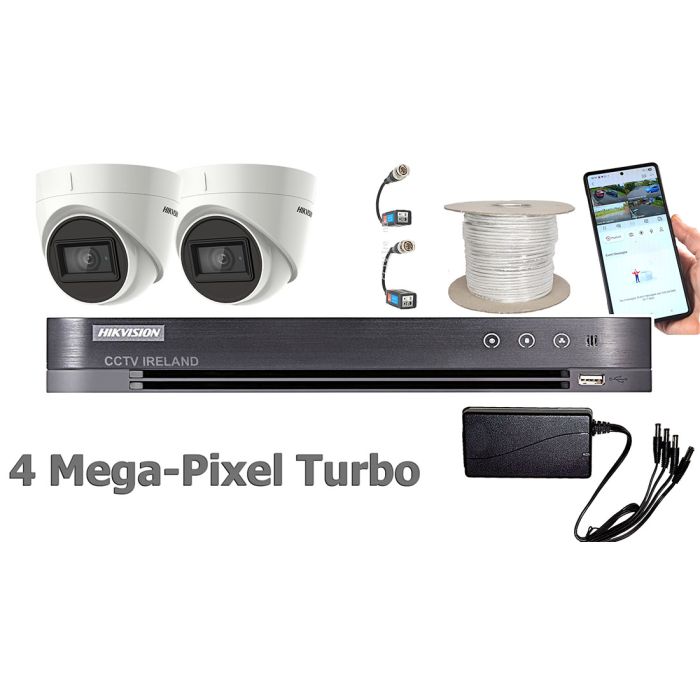 HIKVision 2 Camera TurboHD 4MP Budget CCTV Kit with DVR & Cameras