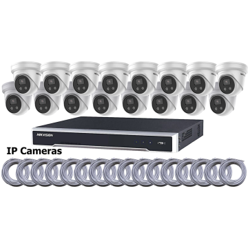 Sixteen Camera CCTV Kit with 4MP IP DarkFighter Cameras from HIKVision 8TB