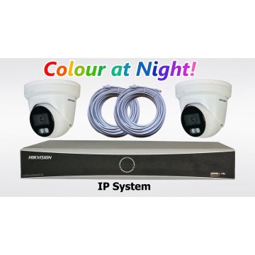 HIKVision Two Camera CCTV Kit with 4MP Hybrid Colorvu Cameras 2TB