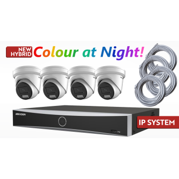 HIKVision Four Camera IP CCTV Kit with 4MP Hybrid Colorvu Cameras 2TB