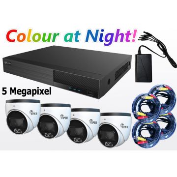 QVIS Four Camera 5MP Colour at Night HD CVI CCTV Kit from QVIS