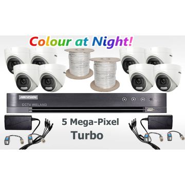 HIKVision Eight Camera Turbo CCTV Kit with 5MP ColorVu Cameras 2TB