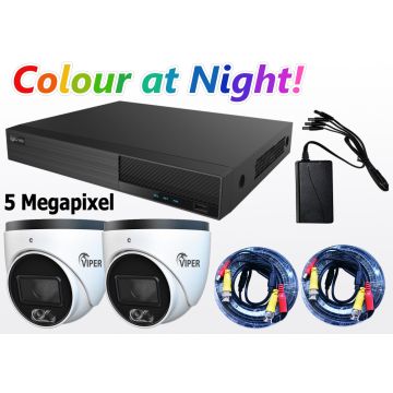 Two Camera 5MP CVI Analogue Colour at Night CCTV Kit from QVIS
