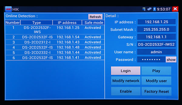 TESTER7-IP-3HD configuring Configuring HIKVision IP Cameras using the CCTV test meter TESTER7-IP-3HD HIKVision IP Cameras using the SADP tool